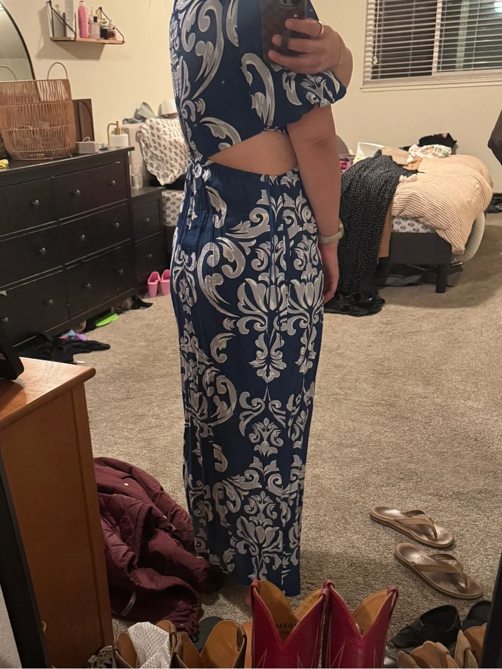 AF Puff sleeve cutout maxi dress